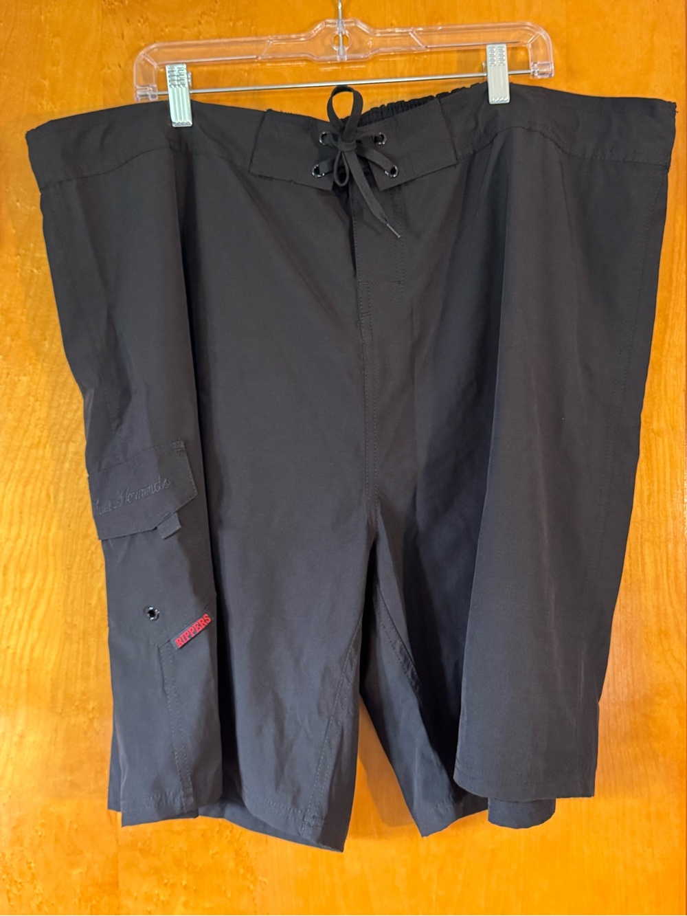 Women's Black Swim Cargo Shorts with Lace-Up Waist